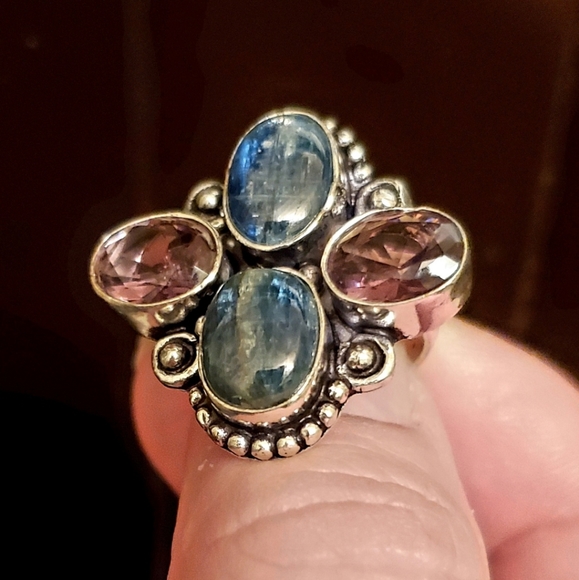 ***Sale*** New Blue Kyanite & Amethyst 925 Silver Ring. - Picture 9 of 10